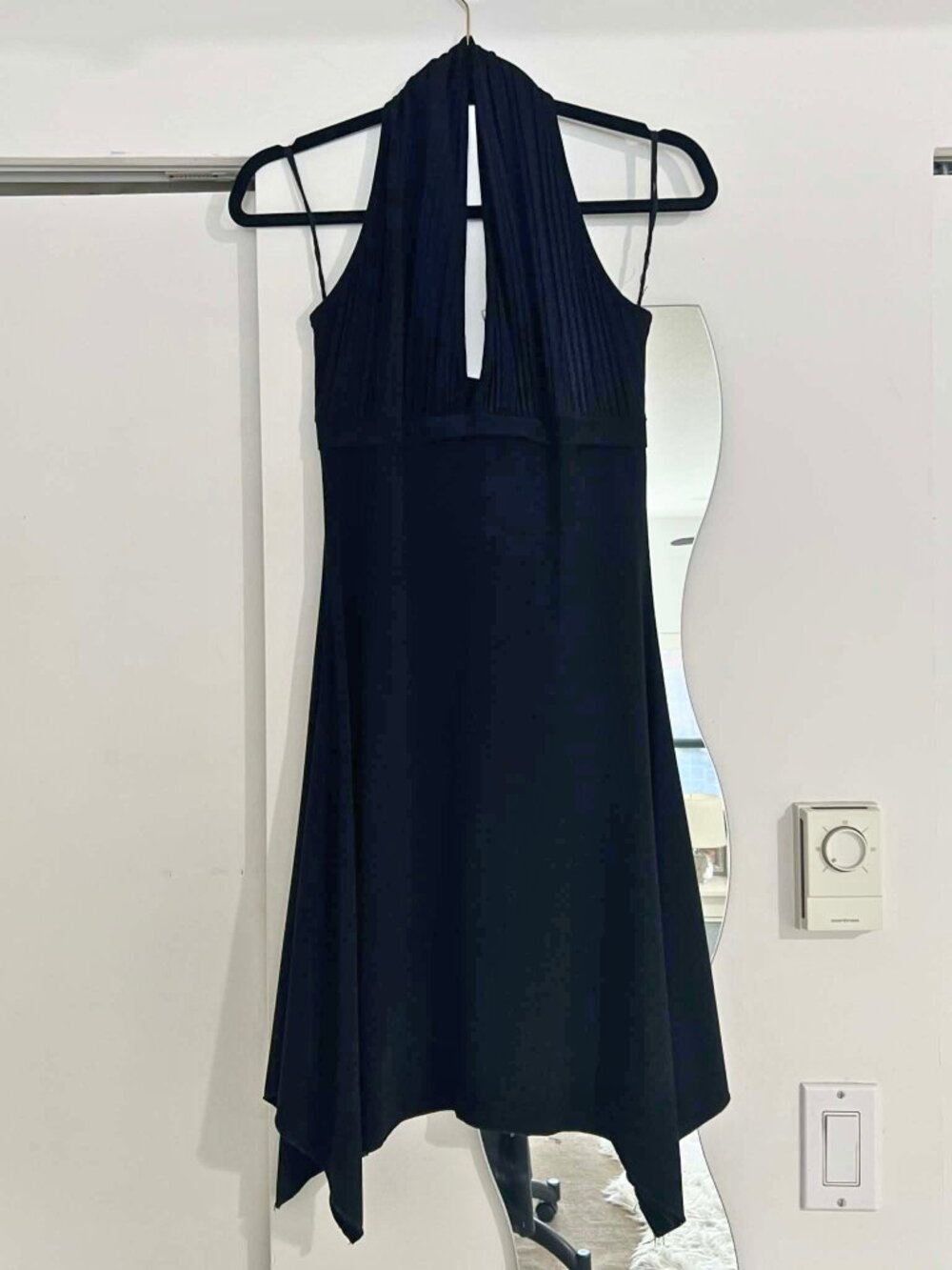 Vintage Y2K Black Halter Dress With Handkerchief Hem